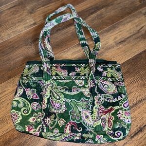 Green paisley Vera Bradley shoulder bag/purse with matching wallet